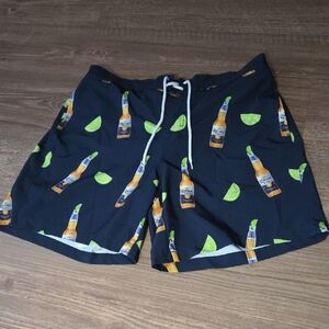 Men's Corona Swim Shorts with Lime and Bottle Print